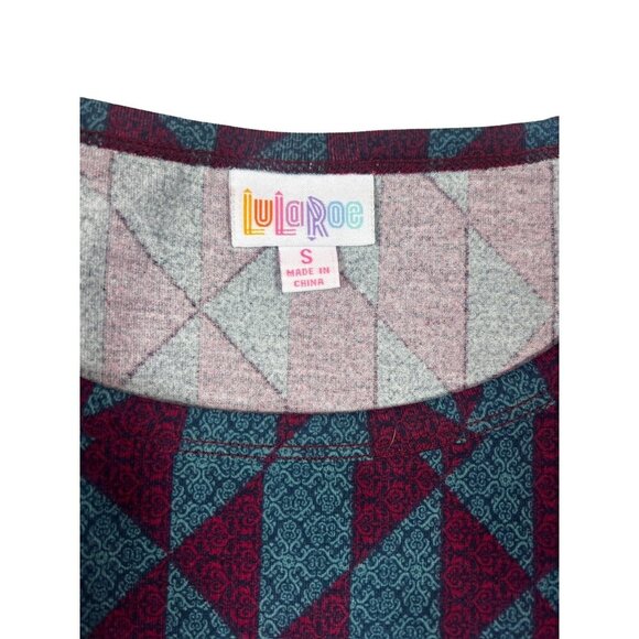 LulaRoe Julia Women's Turquoise & Burgundy Dress - Picture 3 of 6